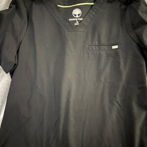 Healing Hands Black V-neck Medical Scrub Top